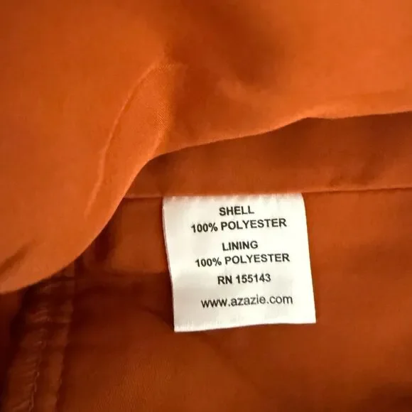 AZAZIE Desi Sheath Halter Corset Stretch Satin Dress Orange Size 12 NWT - Picture 9 of 11